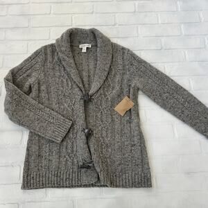Coldwater Creek Women's Shawl Neck Wool Blend Gray Toggle Cardigan Sweater-S